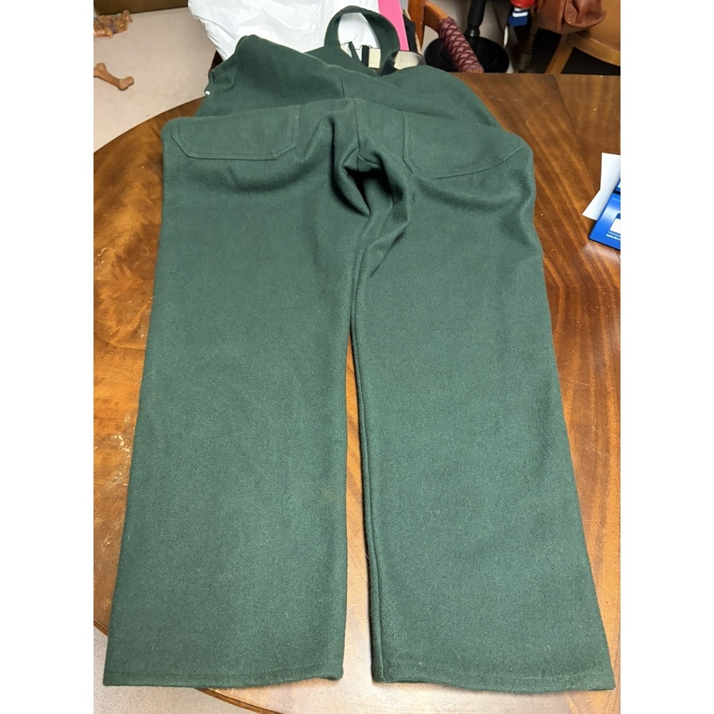 VTG Codet Bib Overalls Mens Mediun 30 in Green Wool Blend  Hunting Outdoor 90s - Picture 9 of 12
